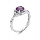 Серебряное кольцо с аметистом и фианитами (1596/9р-AMT)