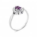 Серебряное кольцо с аметистом и фианитами (1598/9p)