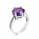 Серебряное кольцо с аметистом и фианитами (1618/9р-AMT)
