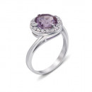 Серебряное кольцо с аметистом и фианитами (1673/9р-AMT)