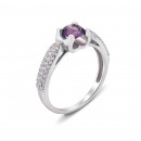 Серебряное кольцо с аметистом и фианитами (1743/9р)