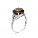 Серебряное кольцо с дымчатым кварцем и фианитами (1963/9р)