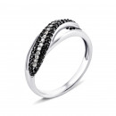 Серебряное кольцо с фианитами (1180чб/1р-CZ)