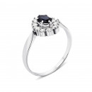 Серебряное кольцо с гидротермальным сапфиром и фианитами (1598/9p)