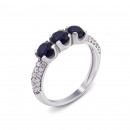 Серебряное кольцо с гидротермальным сапфиром и фианитами (1631/9р)