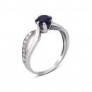 Серебряное кольцо с гидротермальным сапфиром и фианитами (1667/9р)