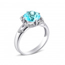 Серебряное кольцо с голубым кварцем и фианитами (1494/1р-QSWB)