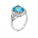 Серебряное кольцо с голубым кварцем и фианитами (1747/9р)