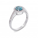 Серебряное кольцо с голубым топазом и фианитами (1691/9р)