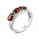 Серебряное кольцо с гранатом и фианитами (1408/1р-GARN)