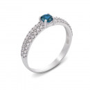 Серебряное кольцо с лондон-топазом и фианитами (1637/9р-TLB)