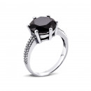 Серебряное кольцо с сапфиром и фианитами (1618/9р-NSPH)