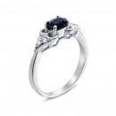 Серебряное кольцо с сапфиром и фианитами (Тд0014/сап-R)