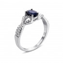 Серебряное кольцо с сапфиром и фианитами (Тд0019/сап-R)