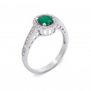 Серебряное кольцо с зеленым агатом и фианитами (1691/9р)