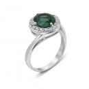 Серебряное кольцо с зеленым кварцем и фианитами (1673/9р-QGR)