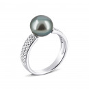 Серебряное кольцо с жемчугом и фианитами (1785чб/1р-PBL)