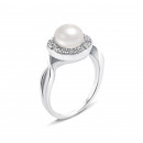 Серебряное кольцо с жемчугом и фианитами (PSS0029R)