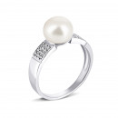 Серебряное кольцо с жемчугом и фианитами (1717/1р-PWT)