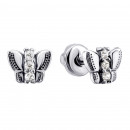 Серебряные пуссеты Бабочка с фианитами (2642/9р-CZ)