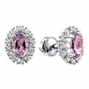 Серебряные пуссеты с аметистом и фианитами (2438/9р-AMT)