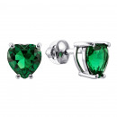 Серебряные пуссеты с гидротермальным изумрудом (2712/9р-HEMD)
