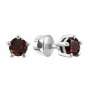 Серебряные пуссеты с гранатом (2093/9р-GAR)