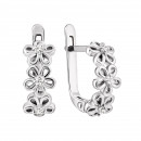 Серебряные серьги Цветы с фианитами (82733б)