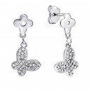 Серебряные серьги-подвески Бабочки с фианитами (TE167916)