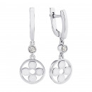Серебряные серьги-подвески Клевер с фианитами (2063/1р-CZ)