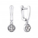 Серебряные серьги-подвески Цветы с фианитами (2272/1р-CZ)