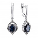 Серебряные серьги-подвески с сапфиром и фианитами (2079/1р-NSPH)