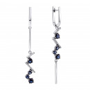 Серебряные серьги-подвески с сапфиром и фианитами (2362/1р-NSPH)