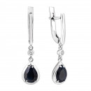 Серебряные серьги-подвески с сапфиром и фианитами (2390/1р-NSPH)