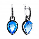 Серебряные серьги-подвески с танзанитом и фианитами (2133ч/1р-QTANZ)