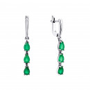 Серебряные серьги-подвески с зеленым агатом (2960/9р-GRAG)