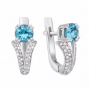 Серебряные серьги с голубым кварцем и фианитами (2237/9р)