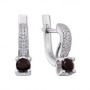 Серебряные серьги с гранатом и фианитами (2236/9р-GAR)