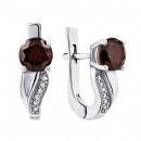Серебряные серьги с гранатом и фианитами (2429/9р-GAR)