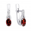 Серебряные серьги с гранатом и фианитами (2829/9р-GAR)