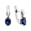 Серебряные серьги с сапфиром и фианитами (2078/1р-HSPH)