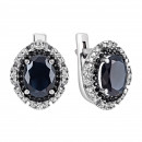 Серебряные серьги с сапфиром и фианитами (2106чб/1р-NSPH)