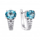 Серебряные серьги с топазом и фианитами (Тд0002/топsw-E)