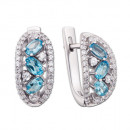 Серебряные серьги с топазом swiss и фианитами (2068/9р-TSWB)