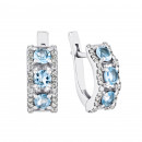 Серебряные серьги с топазом swiss и фианитами (2128/9р-TSWB)