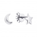Серебряные пуссеты Звездочка и Месяц (20020)