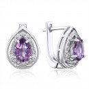Серебряные серьги с аметистом и фианитами (GREP2567-E/12/6456)