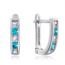 Серебряные серьги с голубыми фианитами. Артикул 40515/12/1/185