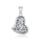 Серебряная подвеска Сердце с фианитами (SP00485-P/12/1)