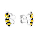Серебряные серьги-пуссеты Пчелка с эмалью (SZDE06954)